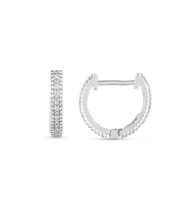 Silver Diamond Prosecco Huggie Earrings