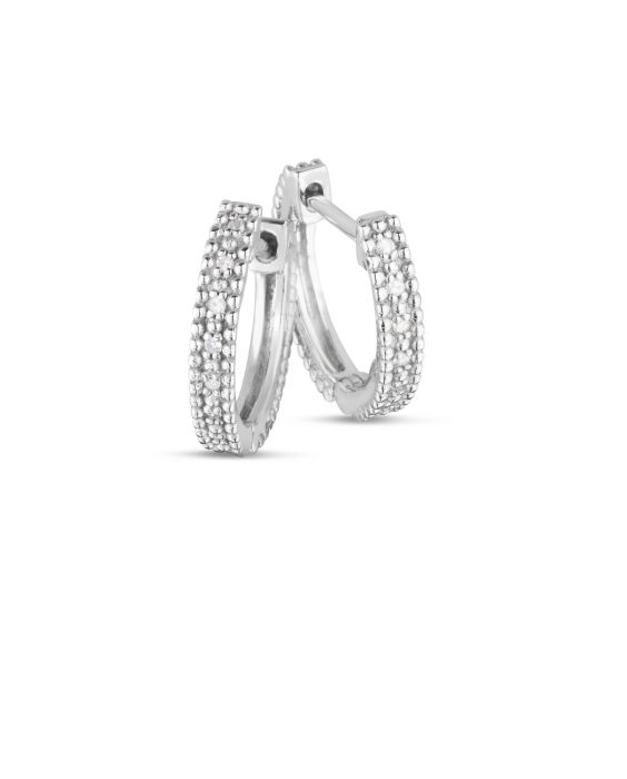 Silver Diamond Prosecco Huggie Earrings