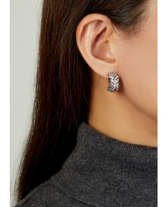 Silver & Diamond Prosecco Deco Wreath Earrings