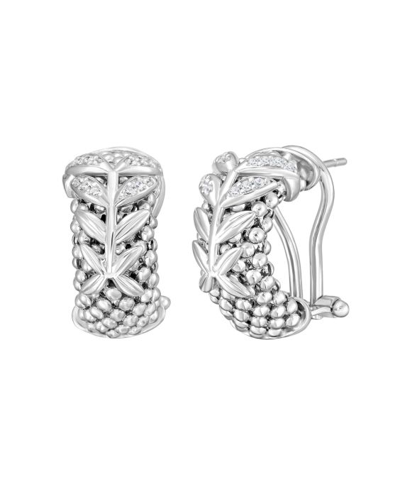 Silver & Diamond Prosecco Deco Wreath Earrings