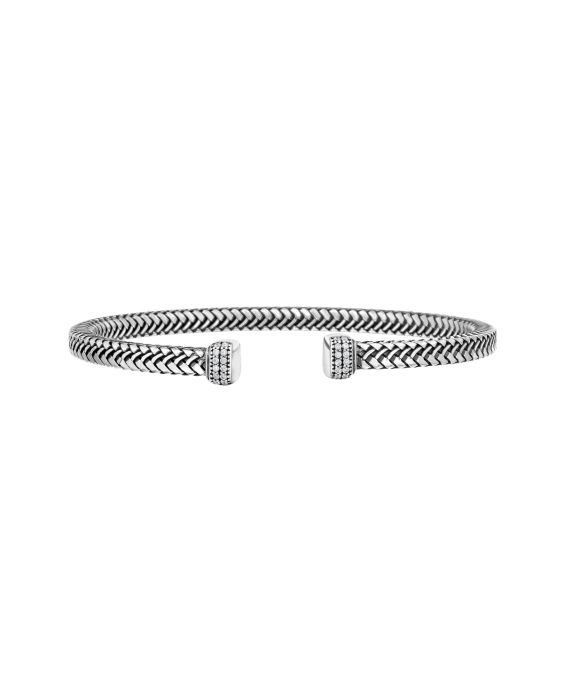 Silver Men's Diamond Woven Bracelet