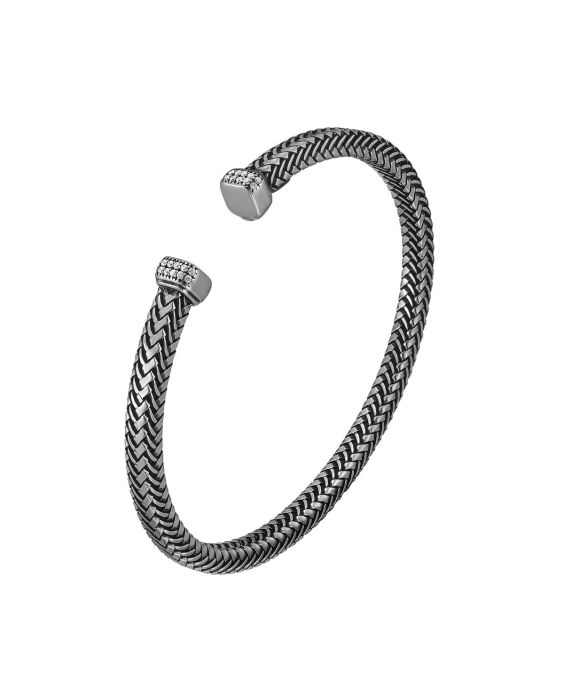 Silver Men's Diamond Woven Bracelet