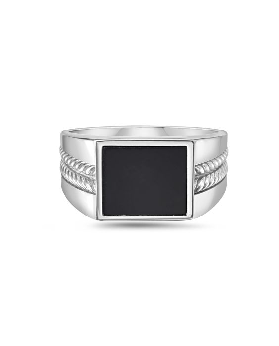 Silver Men's Square Signet Ring 