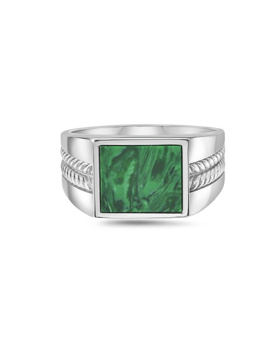 Silver Men's Square Signet Ring 