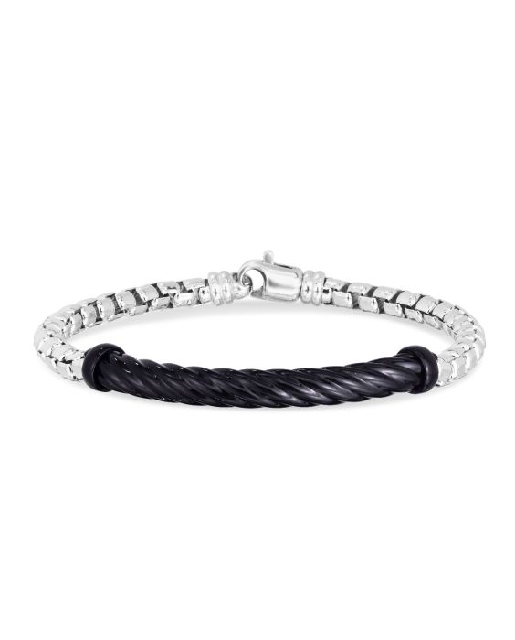 Black Enamel Men&#039;s Cable Bracelet