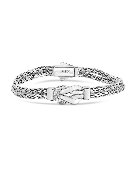 Sterling Silver   Double Strand Woven Bracelet 