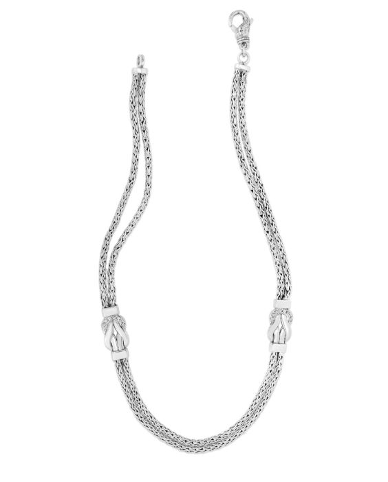 Sterling Silver   Double Strand Woven Necklace  