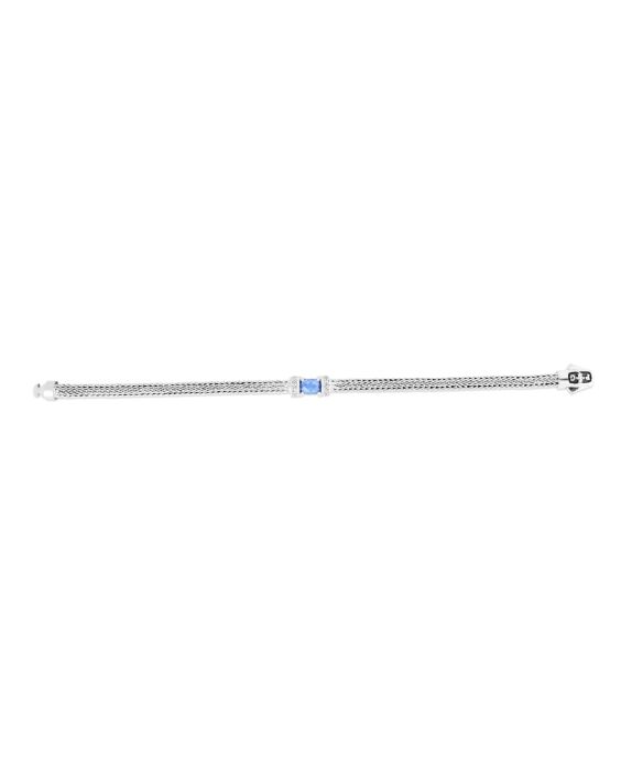 Woven Sterling Silver Blue Topaz Bracelet