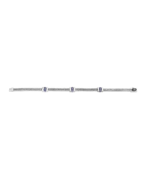 Woven Three Station Blue Sapphire Bracelet