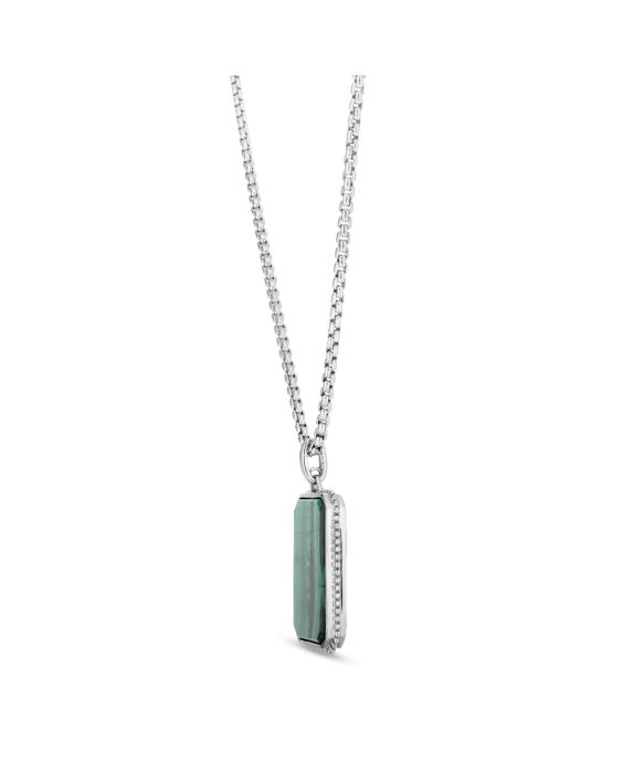 Men's Silver Malachite Tag Necklace