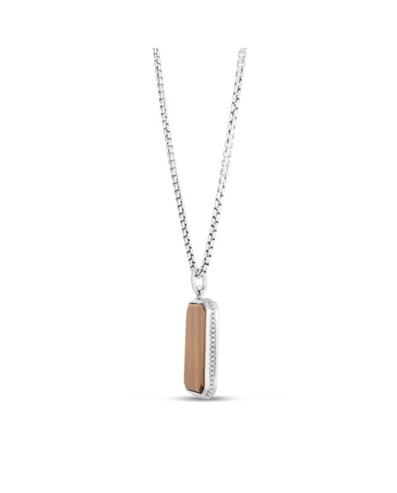 Men's Silver Tiger's Eye Tag Necklace