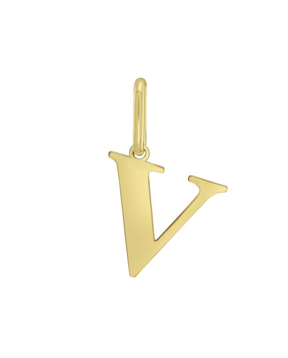 14K Gold Initial V Charm