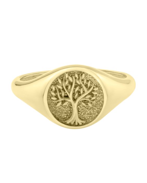 14K Tree of Life Signet Ring