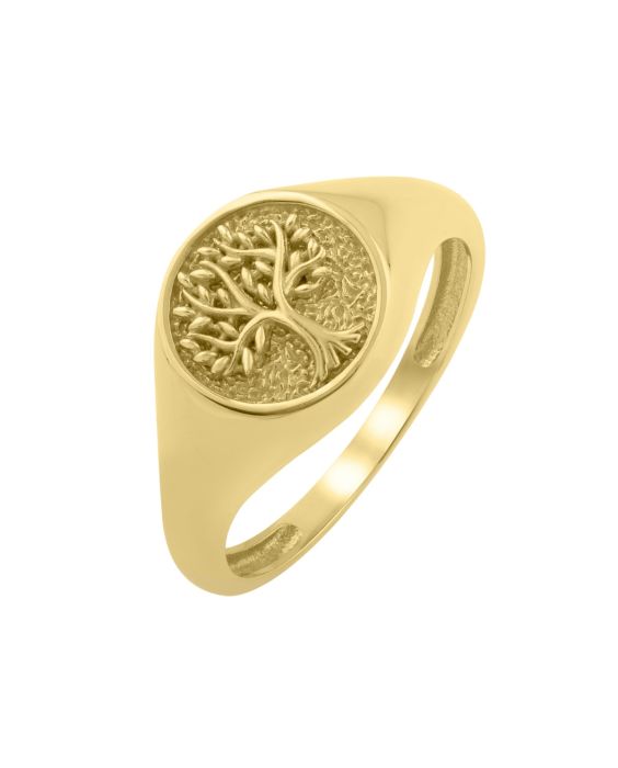 14K Tree of Life Signet Ring