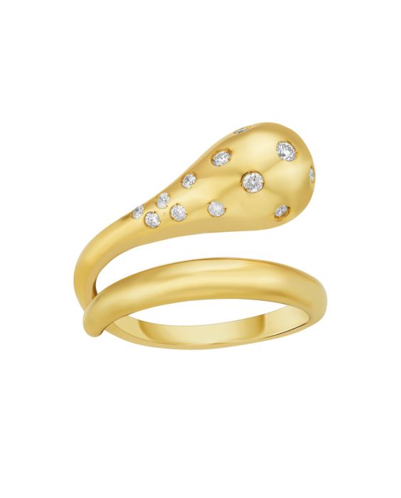 14K Diamond Raindrop Ring
