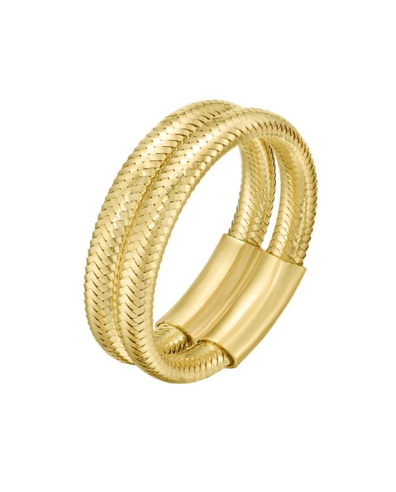 14K Double Row Stretch Mesh Ring 