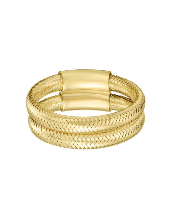 14K Double Row Stretch Mesh Ring 