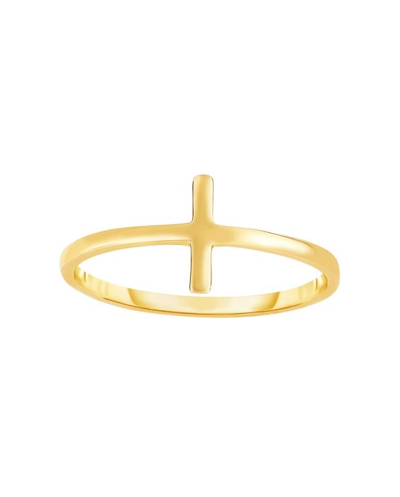 14K Gold Side Cross Ring