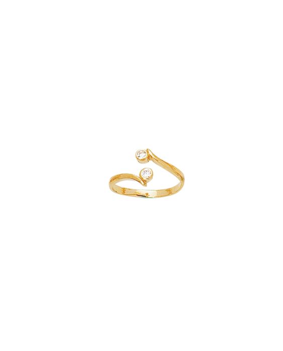 14K Gold CZ Bypass Toe Ring