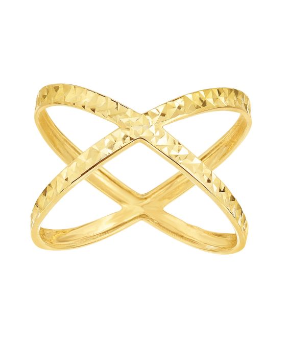 14K Gold Diamond Cut CrissCross Ring