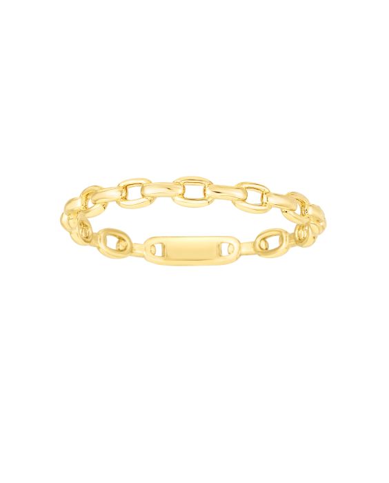 14K Yellow Gold Oval Links Ring