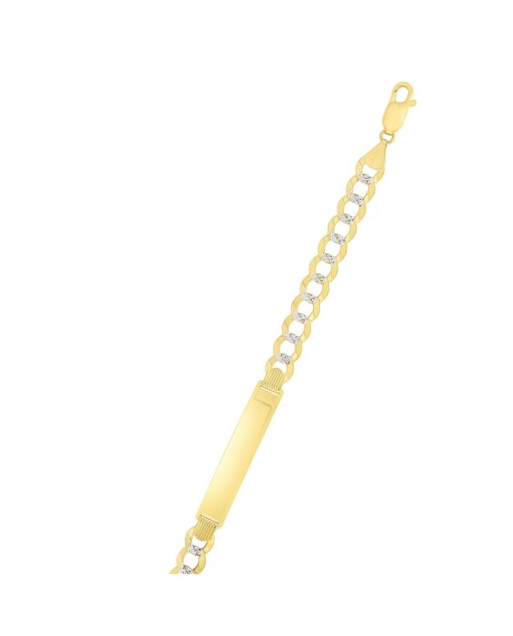 14K Gold 10mm Pave Curb ID Chain