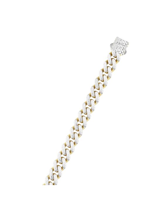 14K Gold 9.5mm White Pave Lite Miami Cuban 