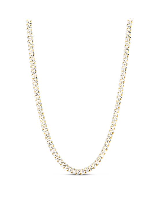 14K 6.5mm White Pave Modern Lite Miami Cuban Chain