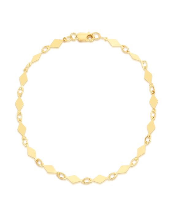 14K Gold Diamond Shape Mirror Chain