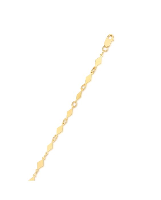 14K Gold Diamond Shape Mirror Chain