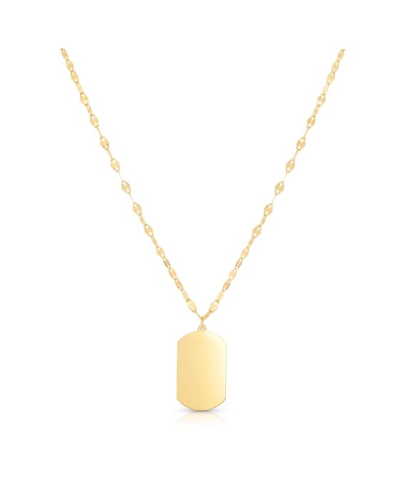 14K Gold Tag with Mirror Chain