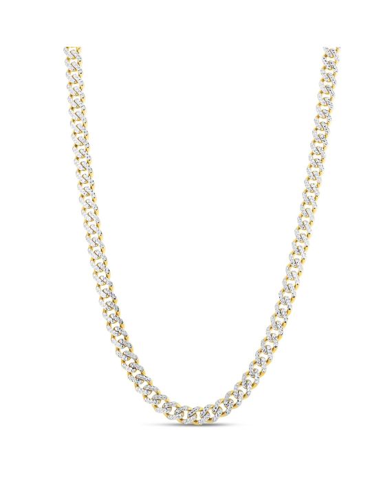 14K 8mm White Pave Modern Lite Miami Cuban Chain