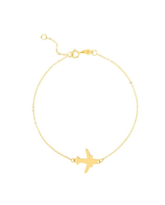 14K Gold Polished Airplane Bracelet