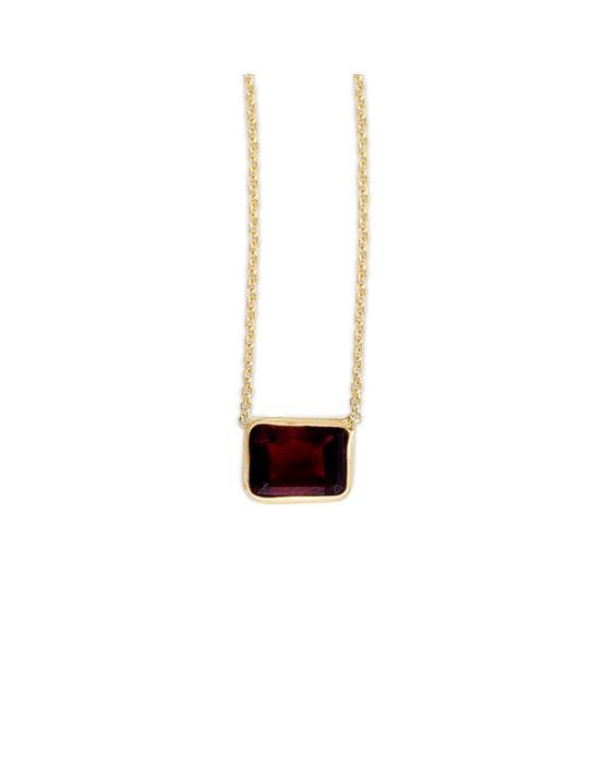 14K Gold Emerald Cut Garnet Necklace