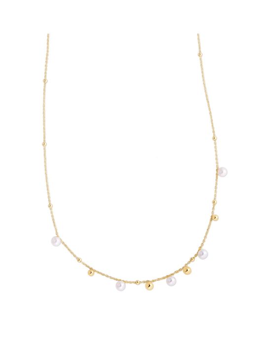 14K Gold Pearl and Scattered Bead Necklace
