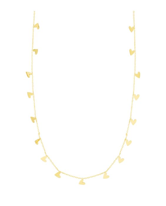  14K Gold Dangling Hearts Necklace
