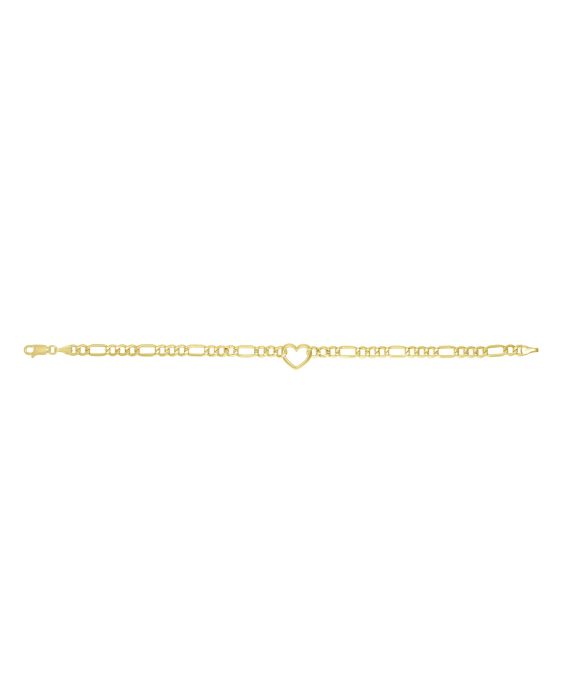 10K Heart Figaro Chain Necklace