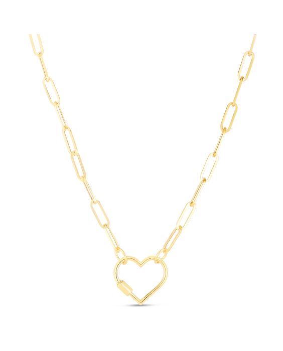 14K Heart Carabiner Paperclip Necklace