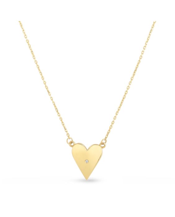 14K Gold Diamond Elongated Heart Necklace