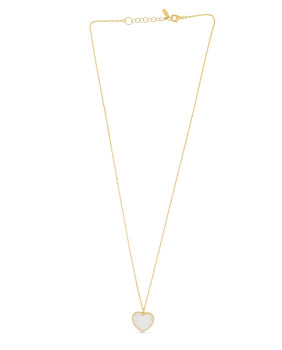 14K Gold Mother of Pearl Heart Necklace