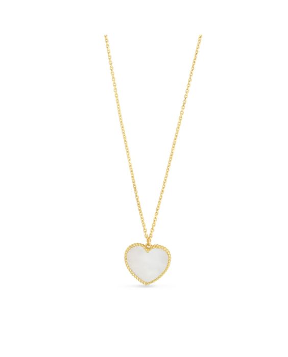 14K Gold Mother of Pearl Heart Necklace