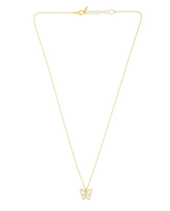 14K Gold Mother of Pearl Butterfly Necklace