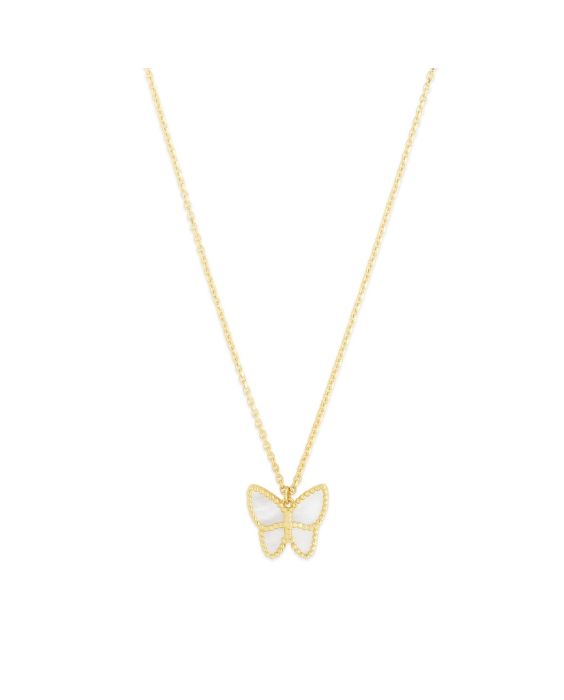 14K Gold Mother of Pearl Butterfly Necklace