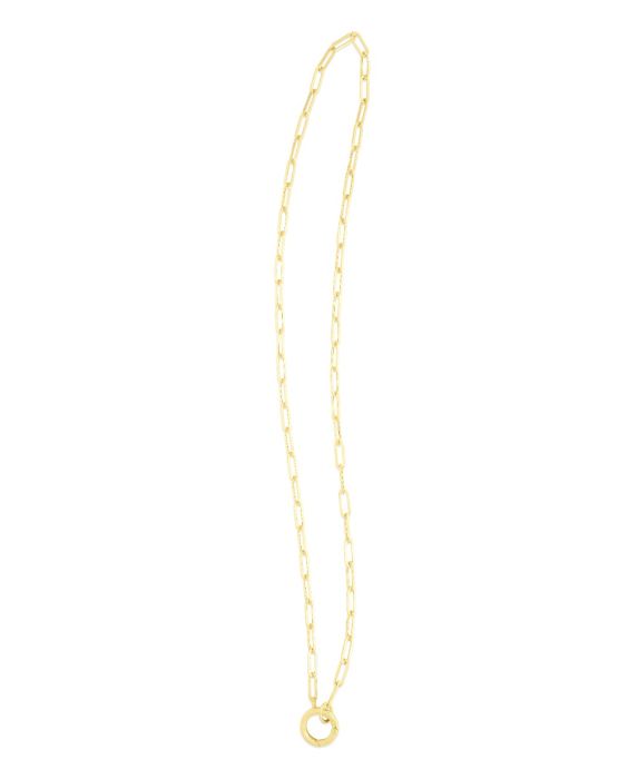 14K Gold 3.2mm Charm Clasp Paperclip Necklace