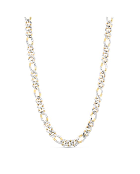 14K 9.5mm White Pave Modern Lite Figaro Chain