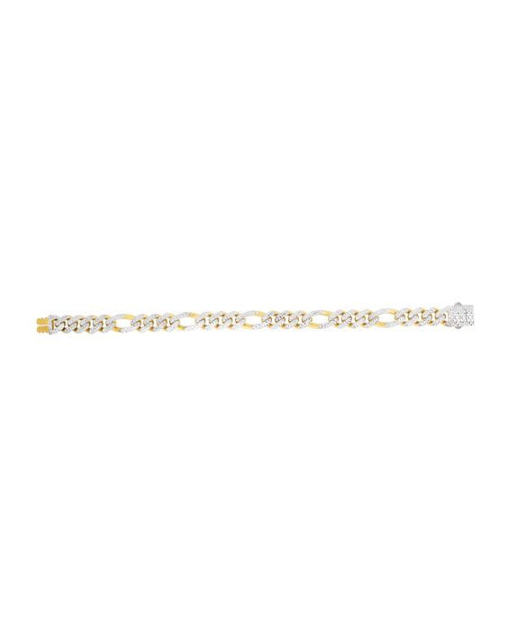 14K 9.5mm White Pave Modern Lite Figaro Chain