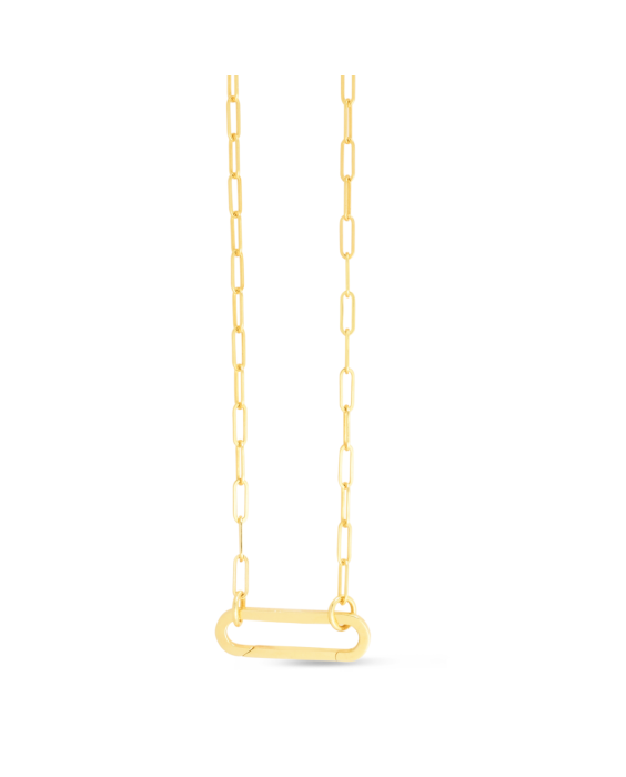 14K Elongated Link Push-lock Necklace