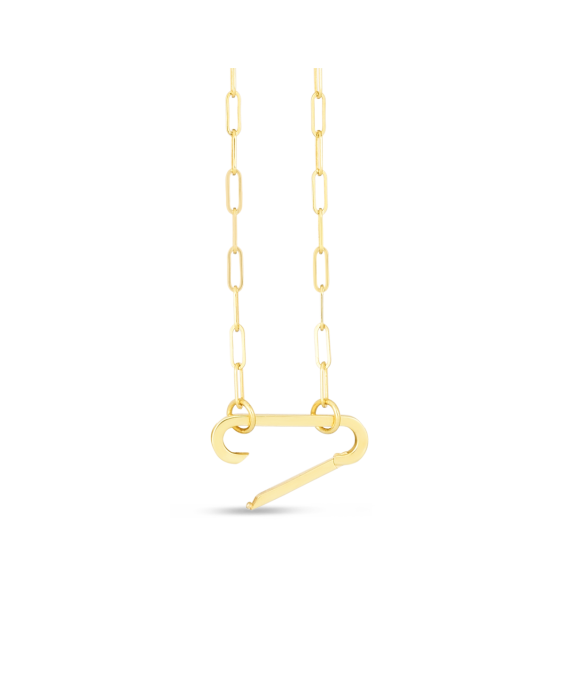 14K Elongated Link Push-lock Necklace