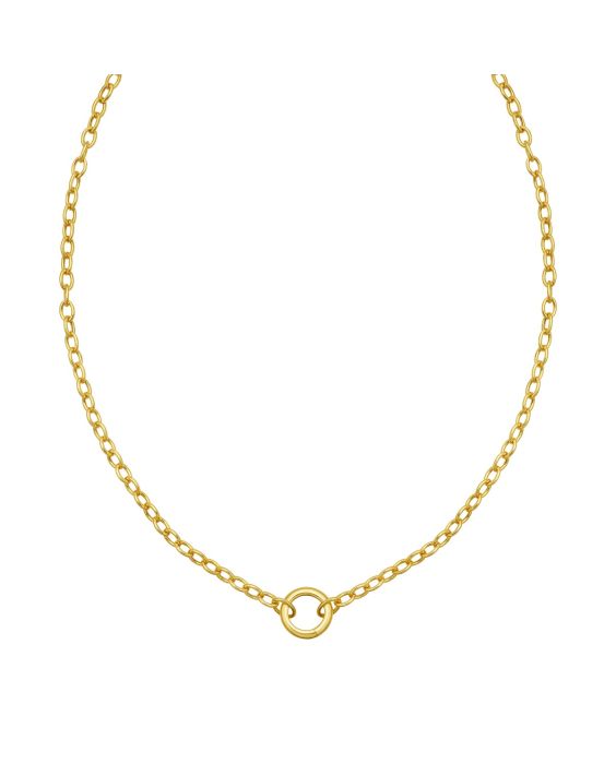 14K Push Lock Charm Necklace