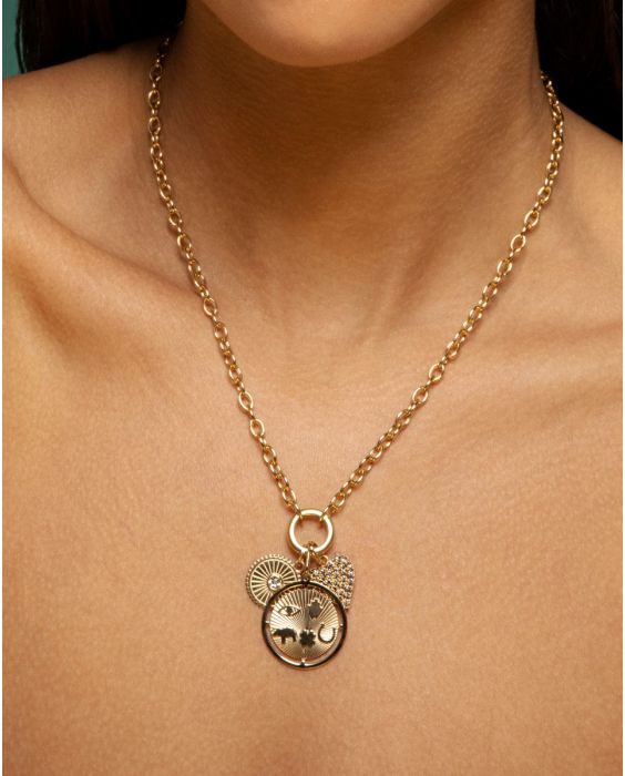 14K Push Lock Charm Necklace